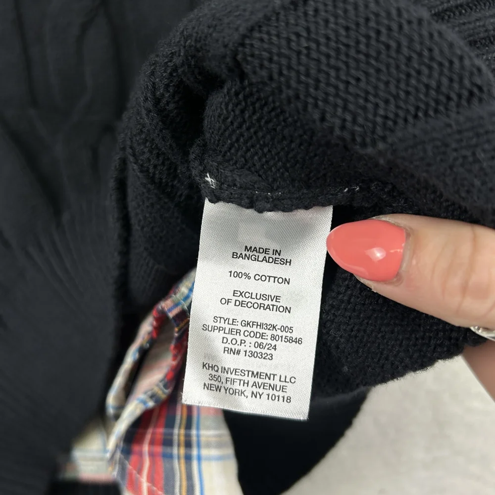 GAP Kids Sweater Shirt Set Youth Large 10/12 Black Plaid Layered Look
